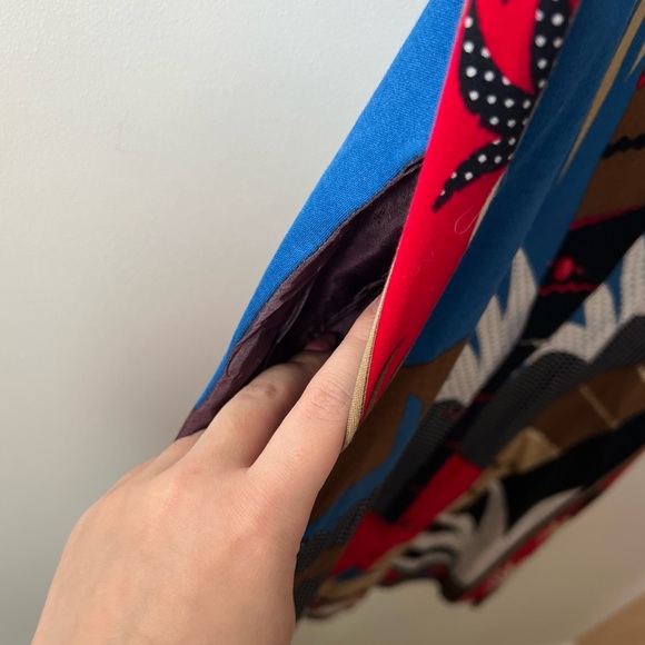 Neiman Marcus Red/Blue Midi Short Sleeve Shirt Dress - Picture 6 of 9